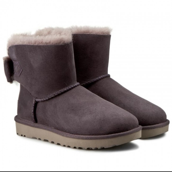 UGG Naveah suede leather shearling lined bow boots women's sz 8 - Picture 2 of 14